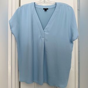 Ann Taylor Sky Blue V-Neck Blouse Chic, Polished & Perfect for Work or Weekend